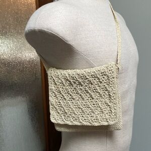 Crochet or macrame vintage cross body bag Y2K fab!